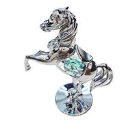 Crystocraft Horse Pony Equestrian Crystal Ornament With Swarovski Elements Gift Boxed Green Crystals Silver Chrome Plated Perfect Keepsake Collectors Gift Figurine Home Decor Present