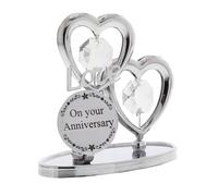 Crystocraft Keepsake Chrome Plated Anniversary Ornament - Love Hearts - Swarvoski Crystal Elements