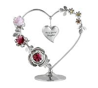Crystocraft Love Heart Ornament With Bohemian Crystals Gift Boxed Red & Pink Crystals Silver Chrome Plated Figurine For a Special Daughter Valentines Day Present