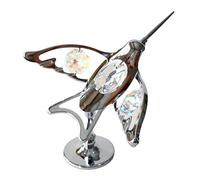 Crystocraft Original Hummingbird Crystal Ornament With Swarovski Elements Gift Boxed Clear and Aurora Borealis Crystals Silver Chrome Plated Perfect Keepsake Collectors Gift