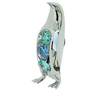 Crystocraft Penguin Freestanding Chrome Plated Standing Ornament Made with Swarovski Crystals