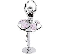 crystocraft Pink Ballerina Dancing Crystal Ornament With Swarovski Elements Gift Boxed Silver Chrome Plated Perfect Keepsake Collectors Gift Figurine Home Decor Present For a Dancer