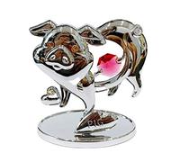 Crystocraft Red Crystal Pig Ornament Swarovski Elements Gift Boxed Pig Lovers Animal Collection Chrome Plated Adorned with Swarovski Elements 7.5cm x 6.7cm