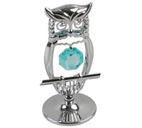 Crystocraft SP199 Chrome Plated Owl Ornament With Crystal From Swarovski