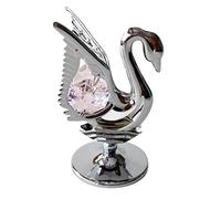 Crystocraft Swan Crystal Ornament With Bohemian Crystals Gift Boxed Pink Crystals Silver Chrome Plated Perfect Keepsake Collectors Gift Figurine