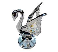 Crystocraft Swan Crystal Ornament With Swarovski Elements Gift Boxed Aurora Borealis Crystals Silver Chrome Plated Perfect Keepsake Collectors Gift Figurine