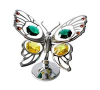 Crystocraft Tiger Butterfly Crystal Ornament With Swarovski Elements Gift Boxed Green Yellow Crystals Silver Chrome Plated Perfect Keepsake Collectors Gift Garden Home decor