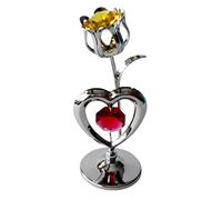 Crystocraft Tulip Heart Flower Crystal Ornament With Swarovski Elements Gift Boxed Purple Crystals Silver Chrome Plated Perfect Keepsake Collectors Garden Floral Gift Figurine