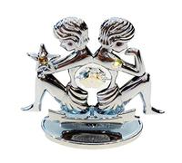 Crystocraft Zodiac Sign Crystal Ornament With Bohemian Crystal Gift Boxed Aurora Borealis Crystals Chrome Plated Metal Perfect Keepsake Collectors Gift Figurine Home Decor Astrology (Gemini)