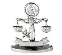 Crystocraft Zodiac Sign Crystal Ornament With Swarovski Elements Gift Boxed Aurora Borealis Crystals Chrome Plated Metal Perfect Keepsake Collectors Gift Figurine Home Decor Astrology (Libra)