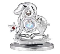 Crystocraft Zodiac Sign Crystal Ornament With Swarovski Elements Gift Boxed Aurora Borealis Crystals Chrome Plated Metal Perfect Keepsake Collectors Gift Figurine Home Decor Astrology (Aries)