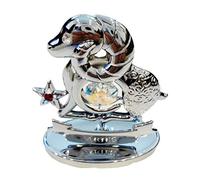 Crystocraft Zodiac Sign Crystal Ornament With Swarovski Elements Gift Boxed Aurora Borealis Crystals Silver Chrome Plated Perfect Keepsake Collectors Gift Figurine Home Decor Astrology (Aries)