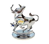 Crystocraft Zodiac Sign Crystal Ornament With Swarovski Elements Gift Boxed Aurora Borealis Crystals Silver Chrome Plated Perfect Keepsake Collectors Gift Figurine Home Decor Astrology (Taurus)