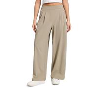 CRZ YOGA 4-Way Stretch Wide Leg Work Pants 29" | Casual, Wrinkle-resistant, Front Pleated, Inner Drawstring, Pockets, Trousers for Women