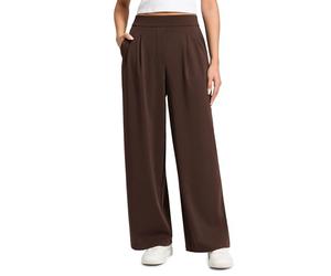 CRZ YOGA 4-Way Stretch Wide Leg Work Pants 29" | Casual, Wrinkle-resistant, Front Pleated, Inner Drawstring, Pockets, Trousers for Women