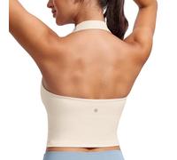 CRZ YOGA Butterluxe Halter Neck Crop Tank Tops White Apricot 6