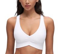 CRZ YOGA Butterluxe Ruched V Neck Sports Bra White 14