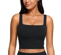 CRZ YOGA Butterluxe Square Neck Crop Tank Top Black 12
