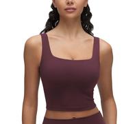 CRZ YOGA Butterluxe Square Neck Crop Tank Top | Light Support, Removable Pads, Yoga, Extremely Soft, Wide Straps, Longline Sports Bras for Women