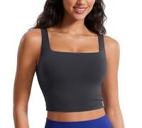 CRZ YOGA Butterluxe Square Neck Crop Tank Top Mysterious Grey 10