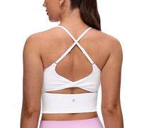 CRZ YOGA Butterluxe Twist Back Crop Tank Tops White 16
