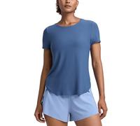 CRZ YOGA Cloudweight Crewneck T-Shirt | Workout, Light and Soft, Classic Fit, Hip Length, Side Slit, Curved Hem, Short Sleeve Tops for Women