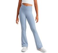 CRZ YOGA Girls Butterluxe Crossover Flared Leggings - Kids High Waist Bootleg Yoga Pants Stretch Bootcut Lounge Casual Trousers Cambric Blue S