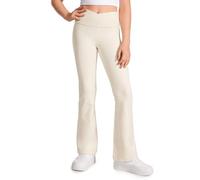 CRZ YOGA Girls Butterluxe Crossover Flared Leggings - Kids High Waist Bootleg Yoga Pants Stretch Bootcut Lounge Casual Trousers White Apricot M