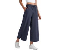 CRZ YOGA Lightweight Wide Leg Crop Pants 25" | Casual, Travel, Comfy, Soft, Split, Loose Fit, Pockets, Trousers for Women