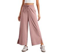 CRZ YOGA Lightweight Wide Leg Crop Pants 25" | Casual, Travel, Comfy, Soft, Split, Loose Fit, Pockets, Trousers for Women