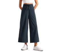CRZ YOGA Lightweight Wide Leg Crop Pants 25" | Casual, Travel, Comfy, Soft, Split, Loose Fit, Pockets, Trousers for Women