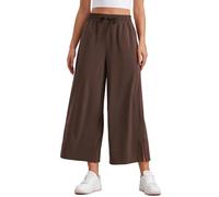 CRZ YOGA Lightweight Wide Leg Crop Pants 25" | Casual, Travel, Comfy, Soft, Split, Loose Fit, Pockets, Trousers for Women
