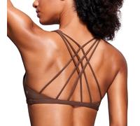 CRZ YOGA Naked Feeling Criss-Cross Sports Bra Coffee Brown L