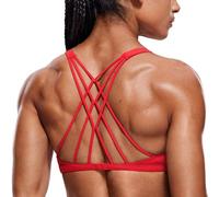CRZ YOGA Naked Feeling Criss-Cross Sports Bra Deep Red S