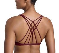 CRZ YOGA Naked Feeling Criss-Cross Sports Bra Red Merlot L