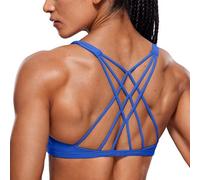 CRZ YOGA Naked Feeling Criss-Cross Sports Bra Waves Blue L