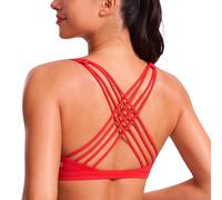 CRZ YOGA Naked Feeling Cross Back Sports Bras Deep Red L