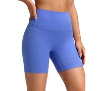 CRZ YOGA No Front Seam Biker Shorts 6" Baja Blue 12