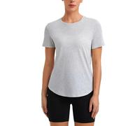 CRZ YOGA Pima Cotton Crewneck T-Shirt | Workout, Naturally Soft, Classic Fit, Hip Length, Curved Hem, Short Sleeve Tops for Women