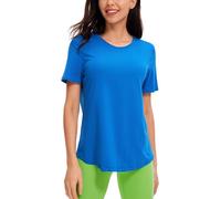 CRZ YOGA Pima Cotton Crewneck T-Shirt | Workout, Naturally Soft, Classic Fit, Hip Length, Curved Hem, Short Sleeve Tops for Women