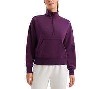 CRZ YOGA SoftAura Half Zip Sweatshirts | Peach-Fuzz Texture, Casual, Relaxed Fit, Pullover, Kangaroo Pockets, Funnel Neck, Sweat Shirts for Women
