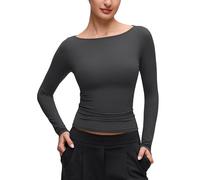 CRZ YOGA Softembrace Boat Neck Long Sleeve Top Mysterious Grey 10