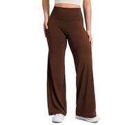 CRZ YOGA Softretch Women's No Front Seam Wide Leg Yoga Trousers 30" - High Waisted Lounge Casual Soft Comfy Straight Leg Pants Lava Brown 8