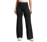 CRZ YOGA Softretch Women's No Front Seam Wide Leg Yoga Trousers 32" - High Waisted Lounge Casual Soft Comfy Straight Leg Pants Black 12