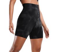 CRZ YOGA Super High Waist Biker Shorts 6" Black Tie-Dye 10