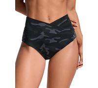 CRZ YOGA V-Shaped High Waisted Bikini Bottoms Camouflage Gray 10