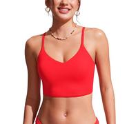 CRZ YOGA V Shaped Longline Bikini Tops Deep Red 8
