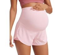 CRZ YOGA Womens 2 in 1 Maternity Workout Shorts 3’’ - Over Bump Split Running Yoga Casual Athletic Pregnancy Shorts with Pocket Strawberry Pink 12
