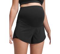 CRZ YOGA Womens 2 in 1 Maternity Workout Shorts 3’’ - Over Bump Split Running Yoga Casual Athletic Pregnancy Shorts with Pocket Black 10