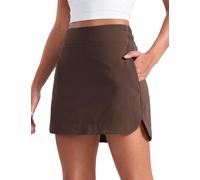 CRZ YOGA Women's A-Line Golf Skirts High Waisted Solid Tennis Athletic Elegant Skorts Skirt with Shorts Pockets Hot Fudge Brown 6